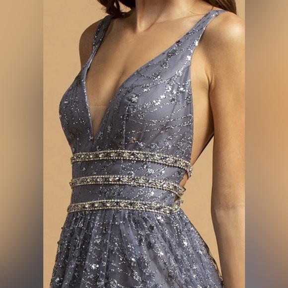 Women’s Formal Dress Size Small Aspeed A-Line Silver Beaded    Prom Gown NEW - Picture 12 of 13